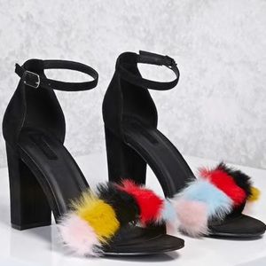 faux fur heels